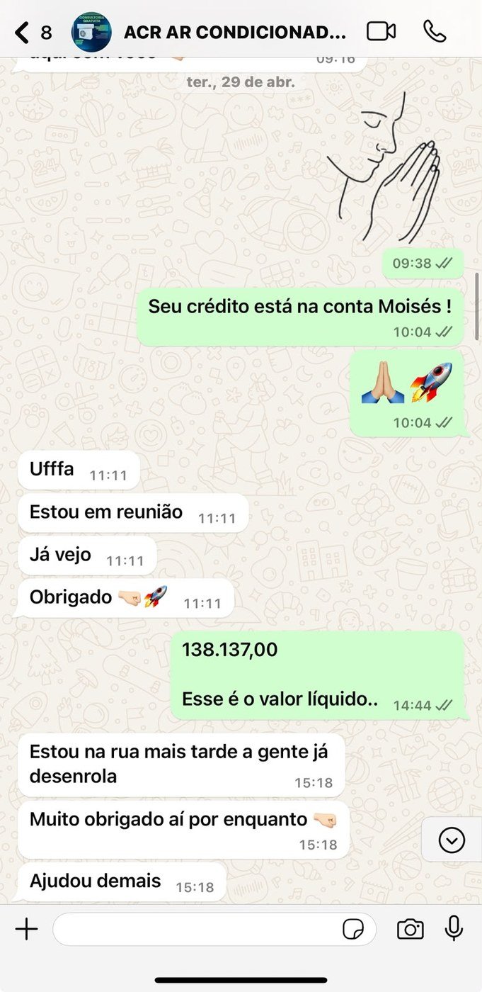 Conversa com cliente no dia da liberação
