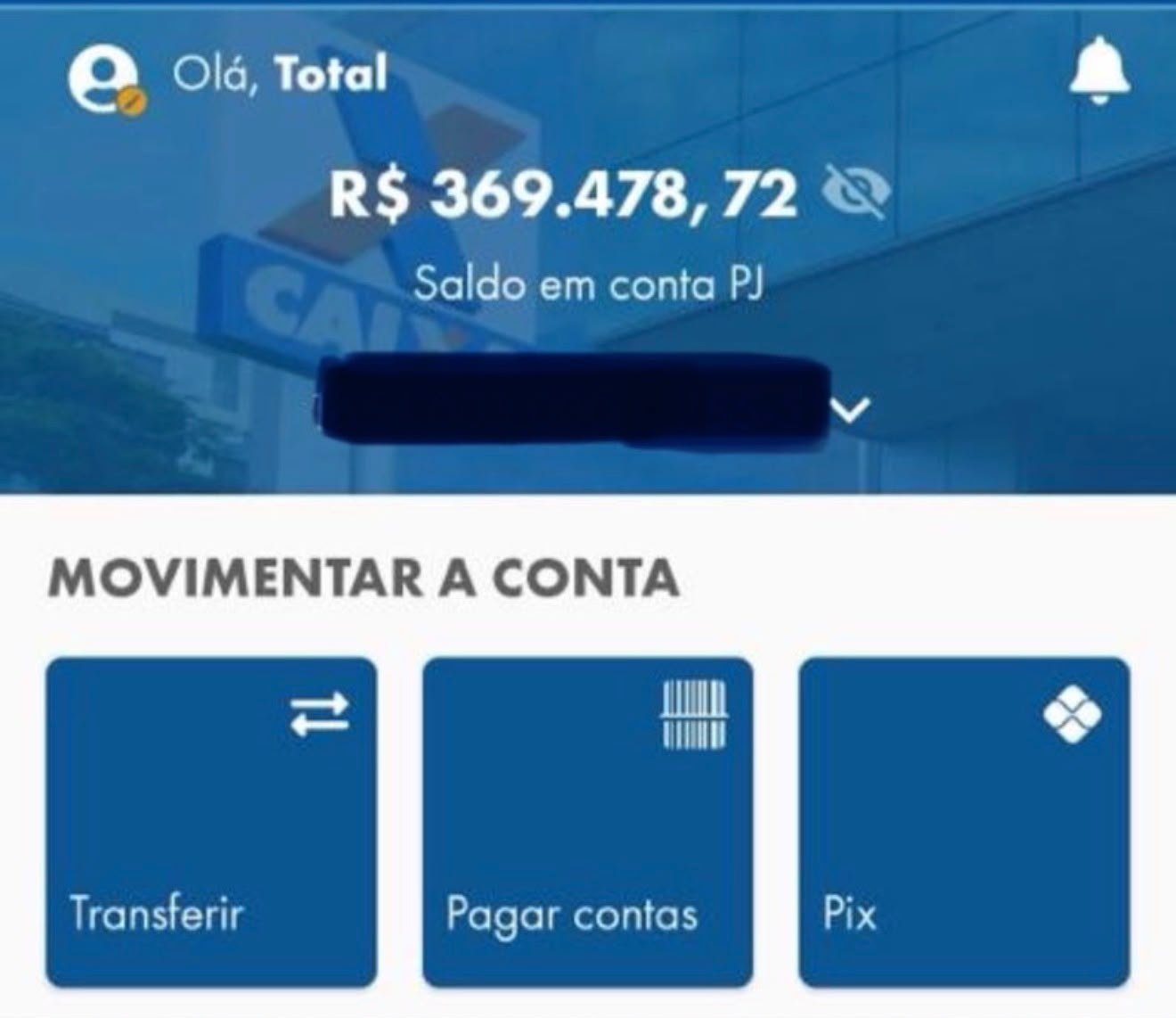 Saldo em conta PJ